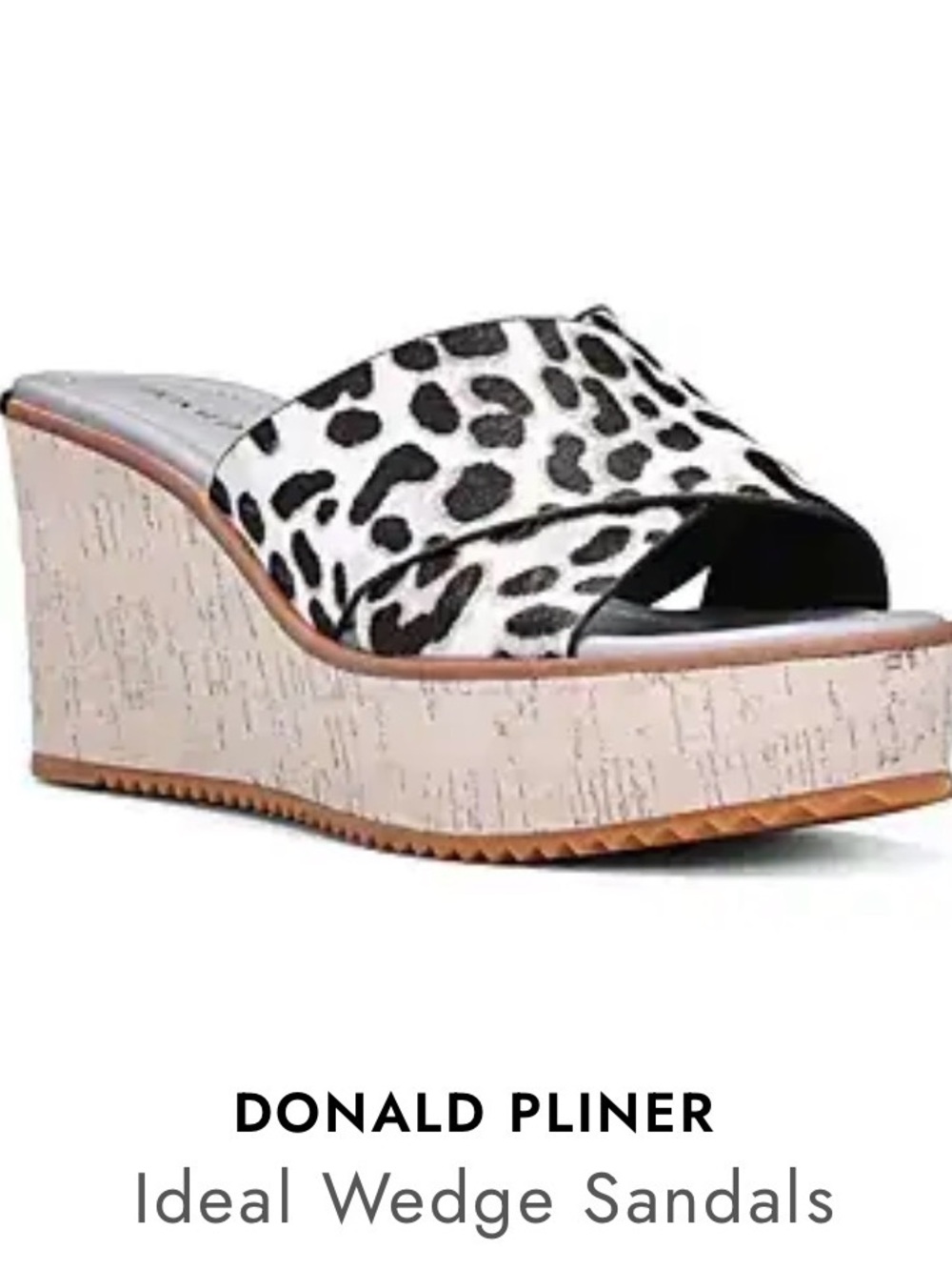 Donald J. Pliner Black and White Leopard Wedge Slide Sandals